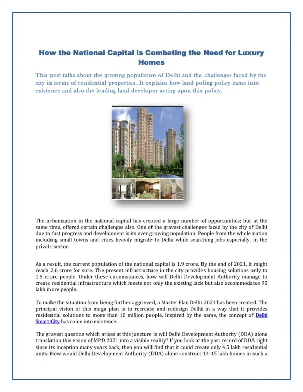 How the National Capital is Combating the Need for Luxury Homes