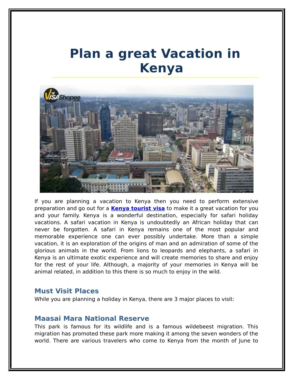 plan a great vacation in kenya