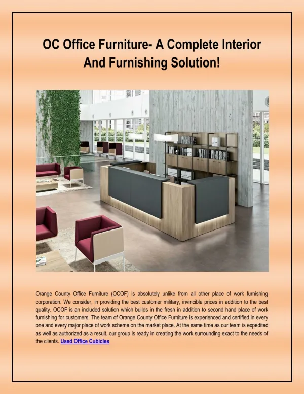 OC Office Furniture- A Complete Interior And Furnishing Solution!