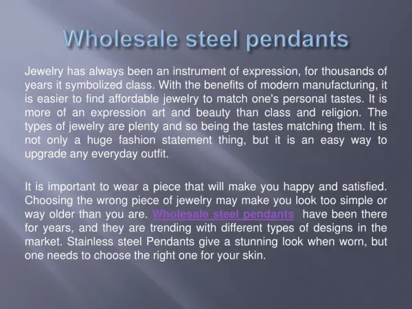 Wholesale steel pendants