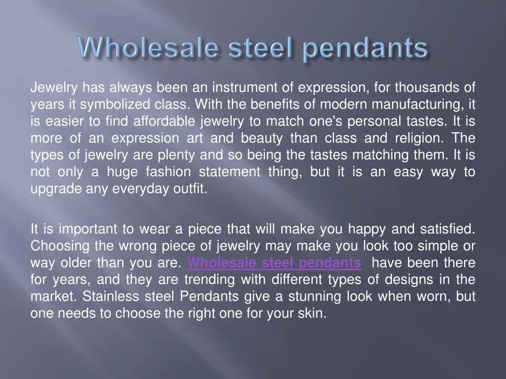 wholesale steel pendants