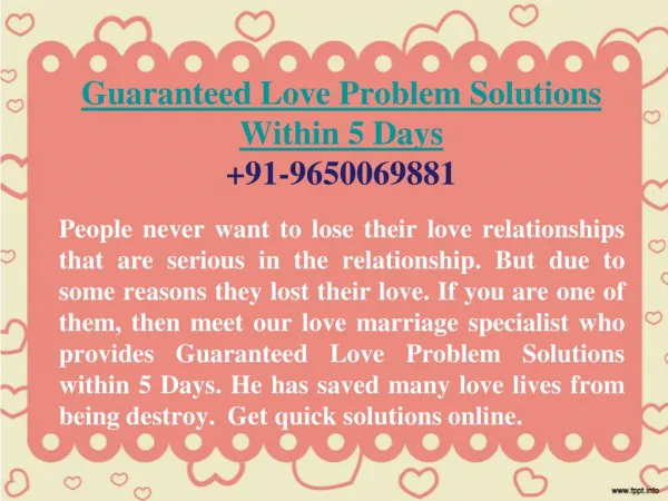 Guaranteed Love Problem Solutions Within 5 Days 9650069881