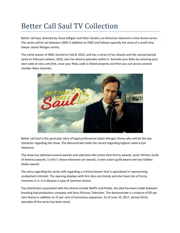 Watch "Better call saul" series on Roku