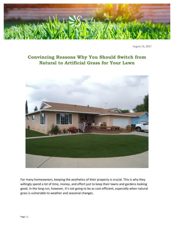 Convincing Reasons Why You Should Switch from Natural to Artificial Grass for Your Lawn