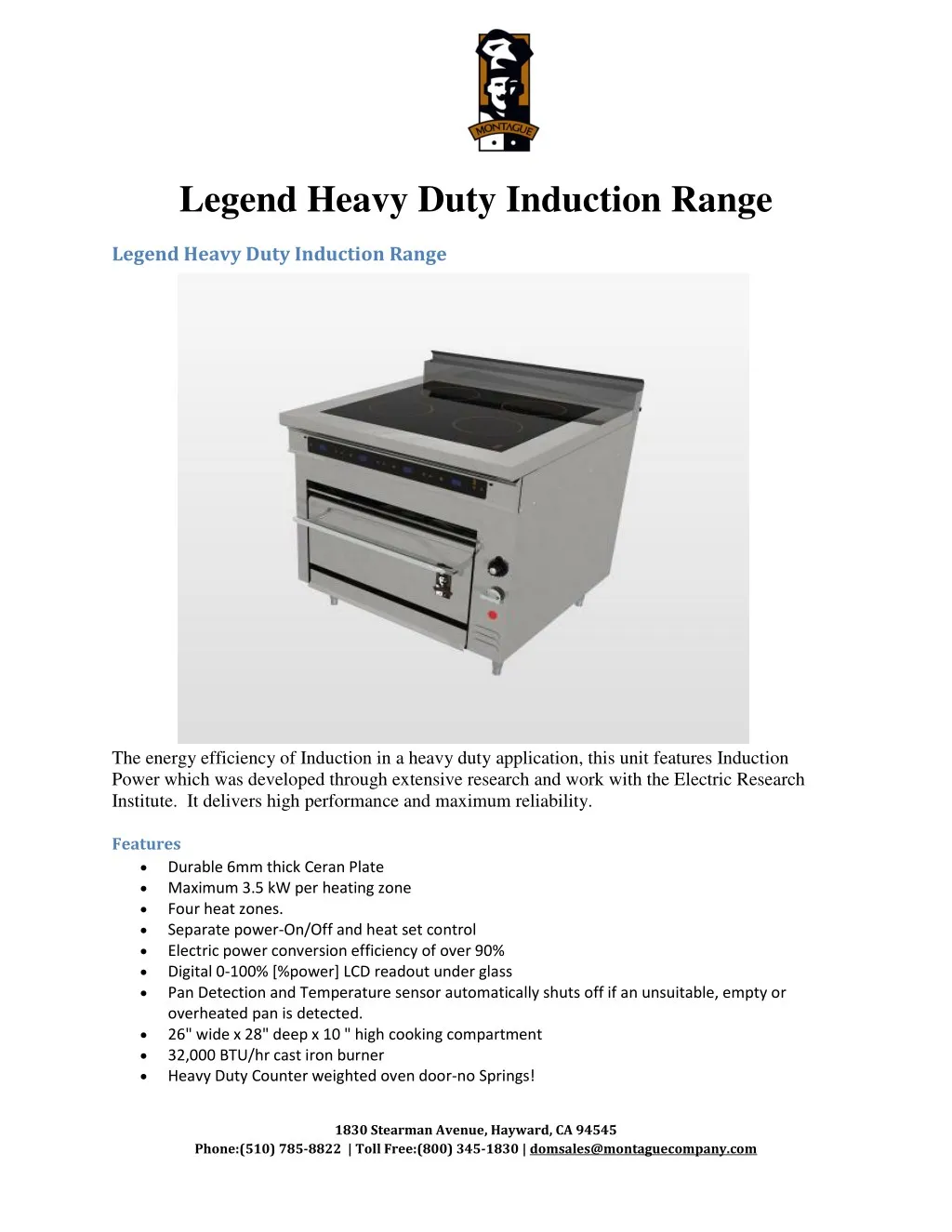 legend heavy duty induction range