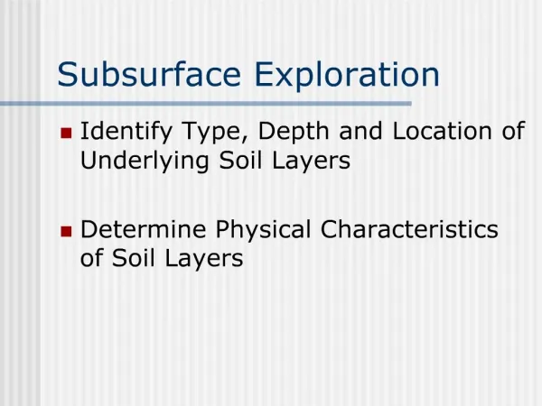 Subsurface Exploration