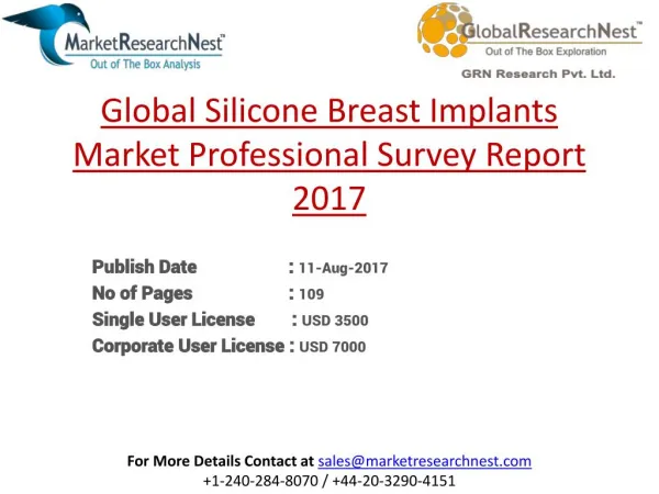 Global Silicone Breast Implants Market Professional Survey Report 2017 to 2022