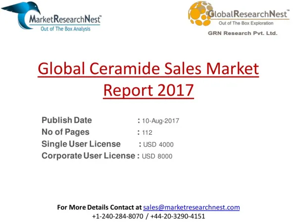 2017 to 2022 Global Ceramide Sales Market Research Analysis Report