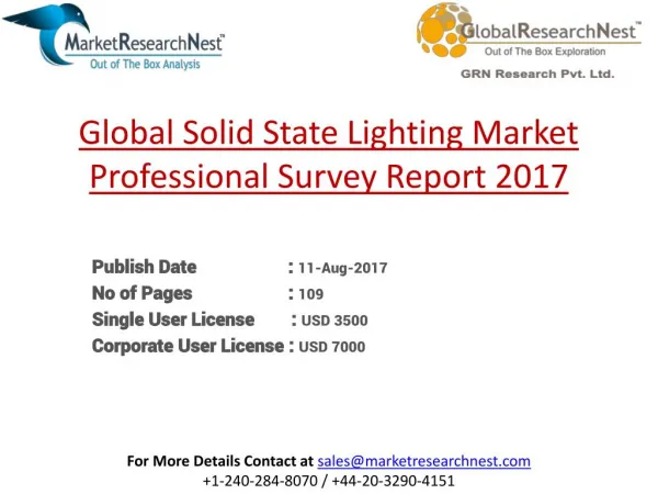 Global Solid State Lighting Market Professional Survey Report 2017 to 2022