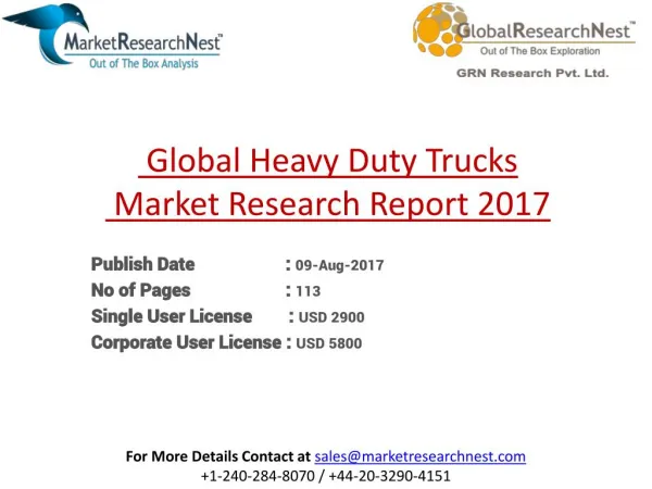 Global Heavy Duty Trucks Market Research Report 2017