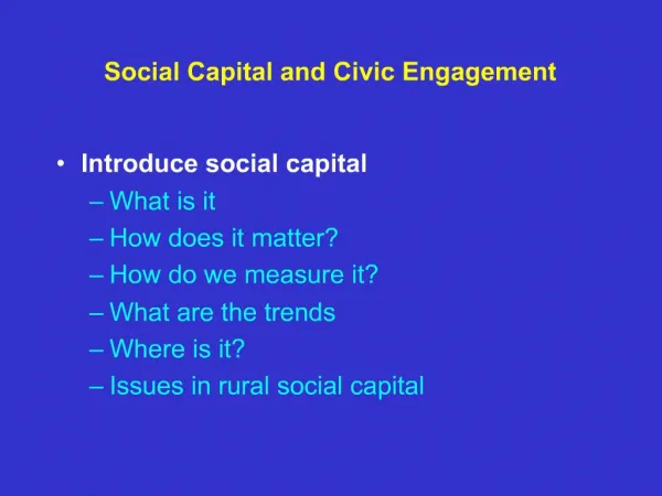 Social Capital and Civic Engagement