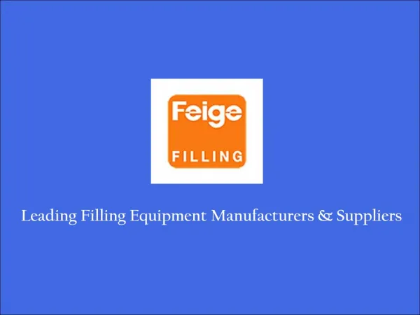 Filling Equipments Suppliers