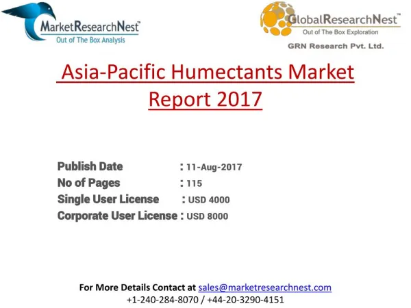 Asia-Pacific Humectants Market Research Report 2017 to 2022