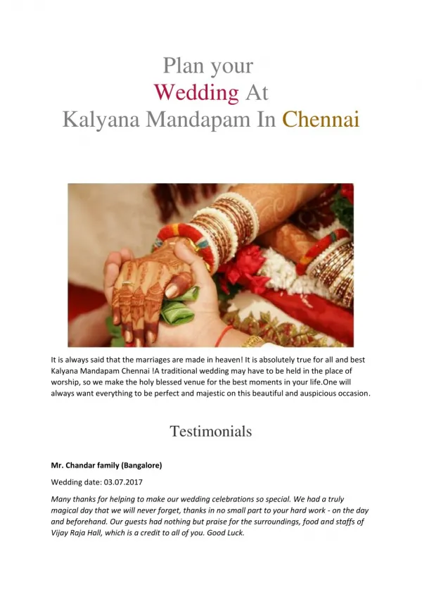Chennai Marriage Halls | Chennai Wedding Halls 1000 capacity |AC Kalyana Mandapam In Chennai | vrtm