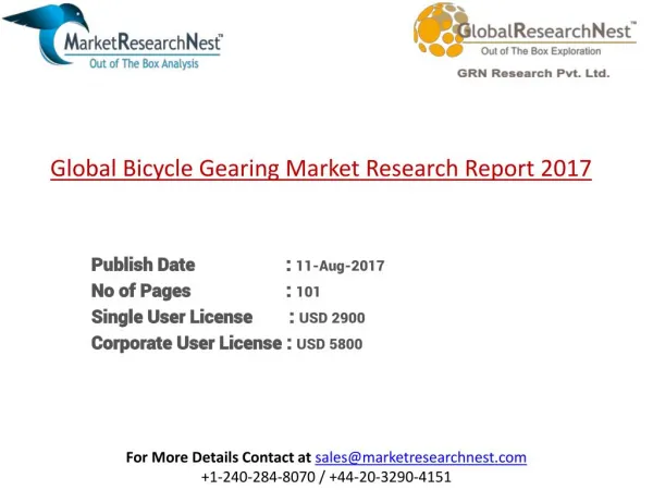 Global Bicycle Gearing Market Revenue and Growth Rate 2017-2022