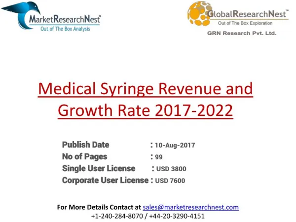 United States Medical Syringe Business Revenue Market Share in 2017