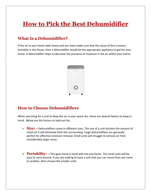 How to Pick the Best Dehumidifier By AirProfessor