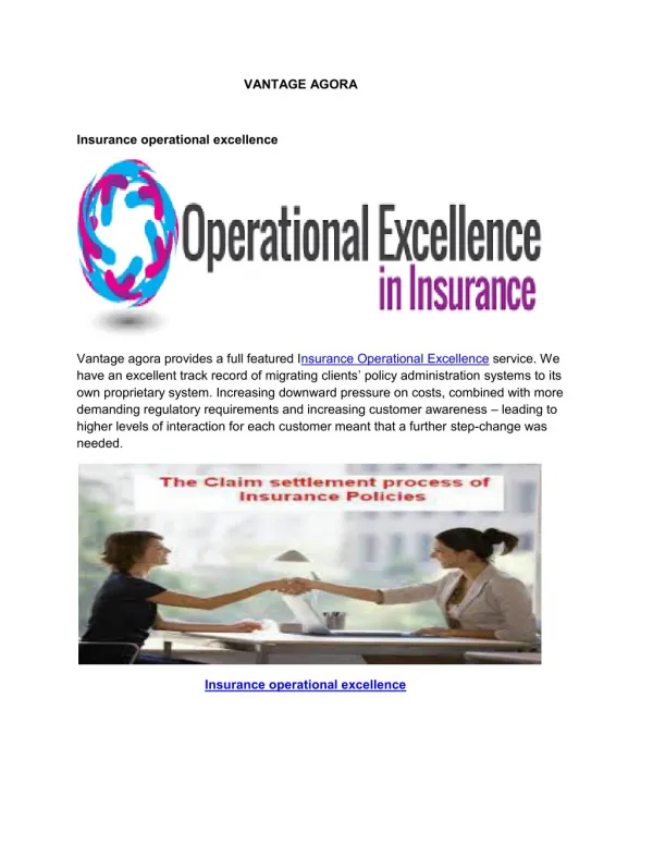 Insurance operational excellence