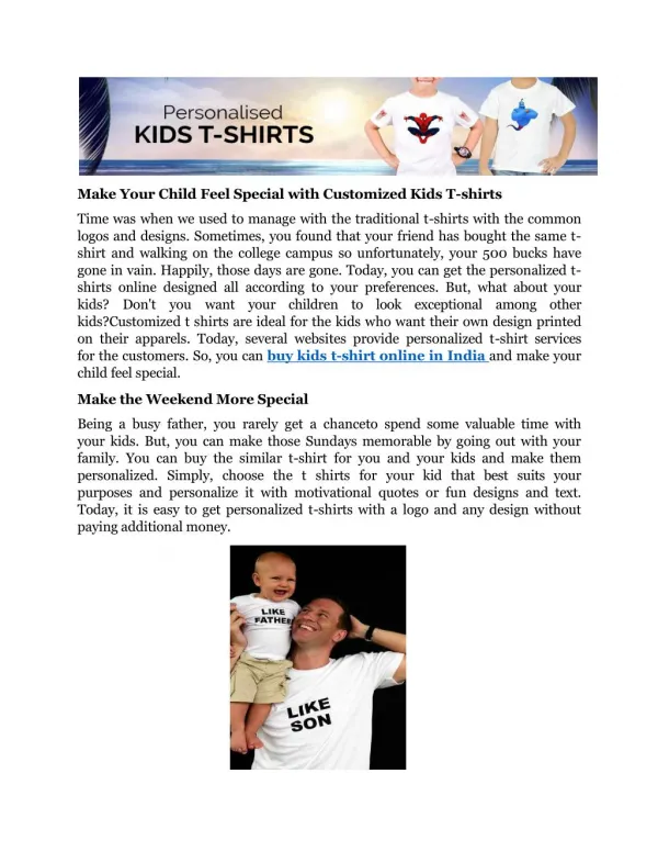 Make Your Child Feel Special with Customized Kids T-shirts