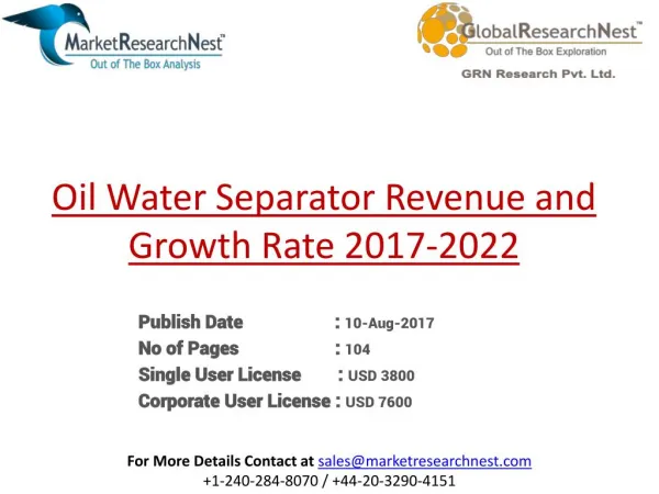 United States Oil Water Separator Market 2017 Industry, Analysis, Research, Share, Growth, Sales, Trends, Supply, Foreca