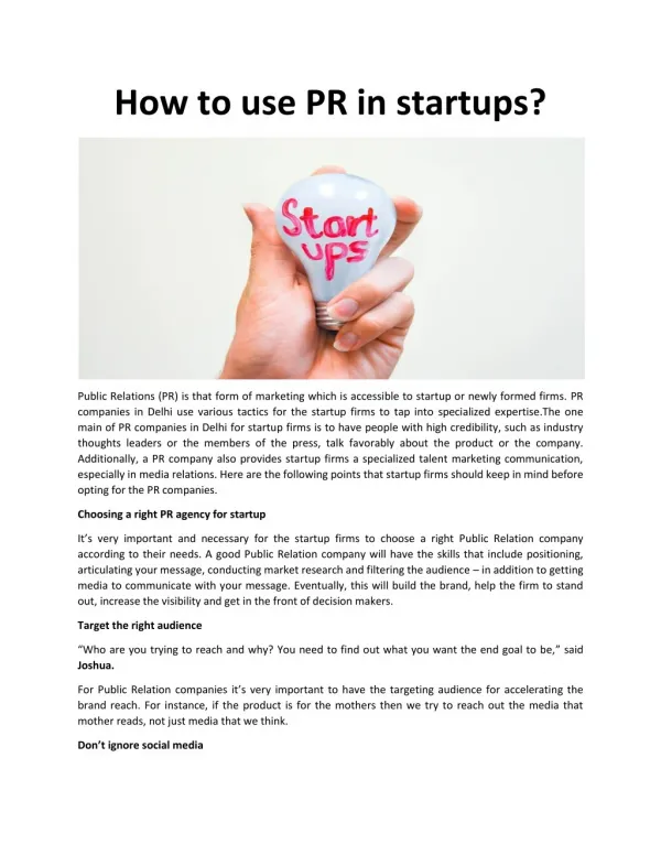 How to use PR firms at the startups