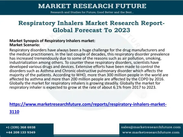 Respiratory Inhalers Market Research Report- Global Forecast To 2023