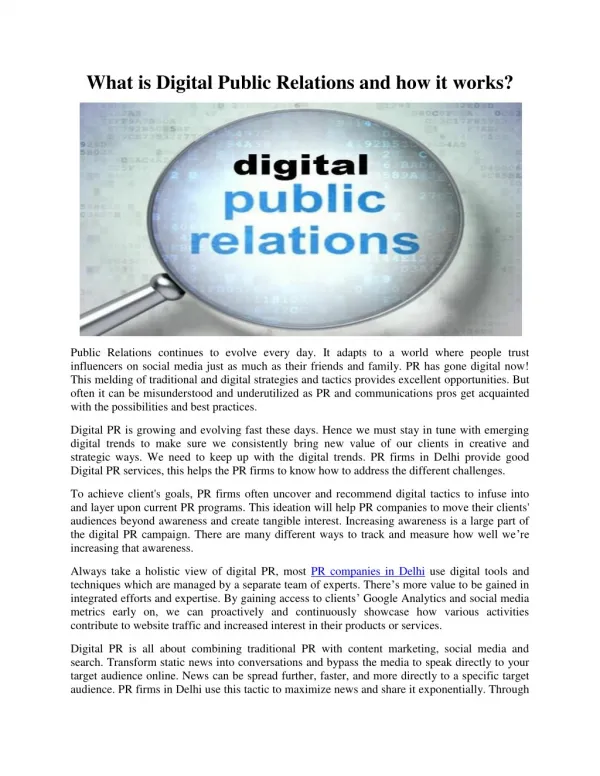 What is digital public relations and how its work