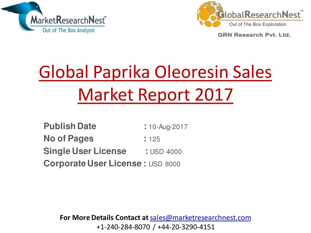 global paprika oleoresin sales market report 2017