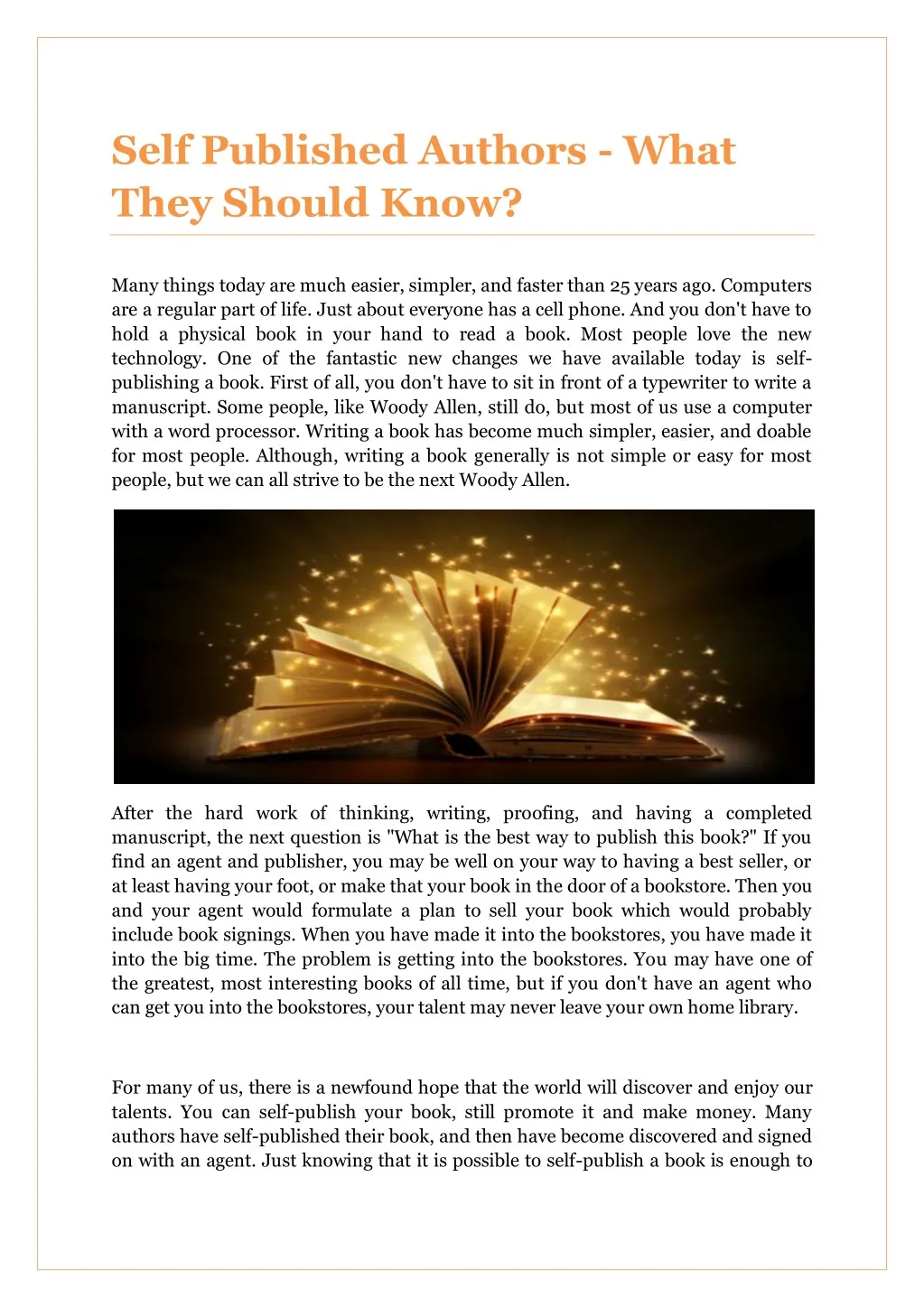 self published authors what they should know