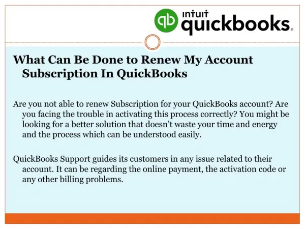 What Can Be Done to Renew My Account Subscription In QuickBooks