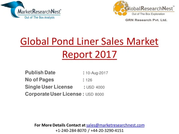 Global Pond Liner Sales Market Report 2017