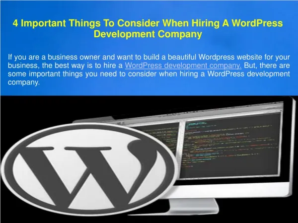 4 Important Things To Consider When Hiring A WordPress Development Company