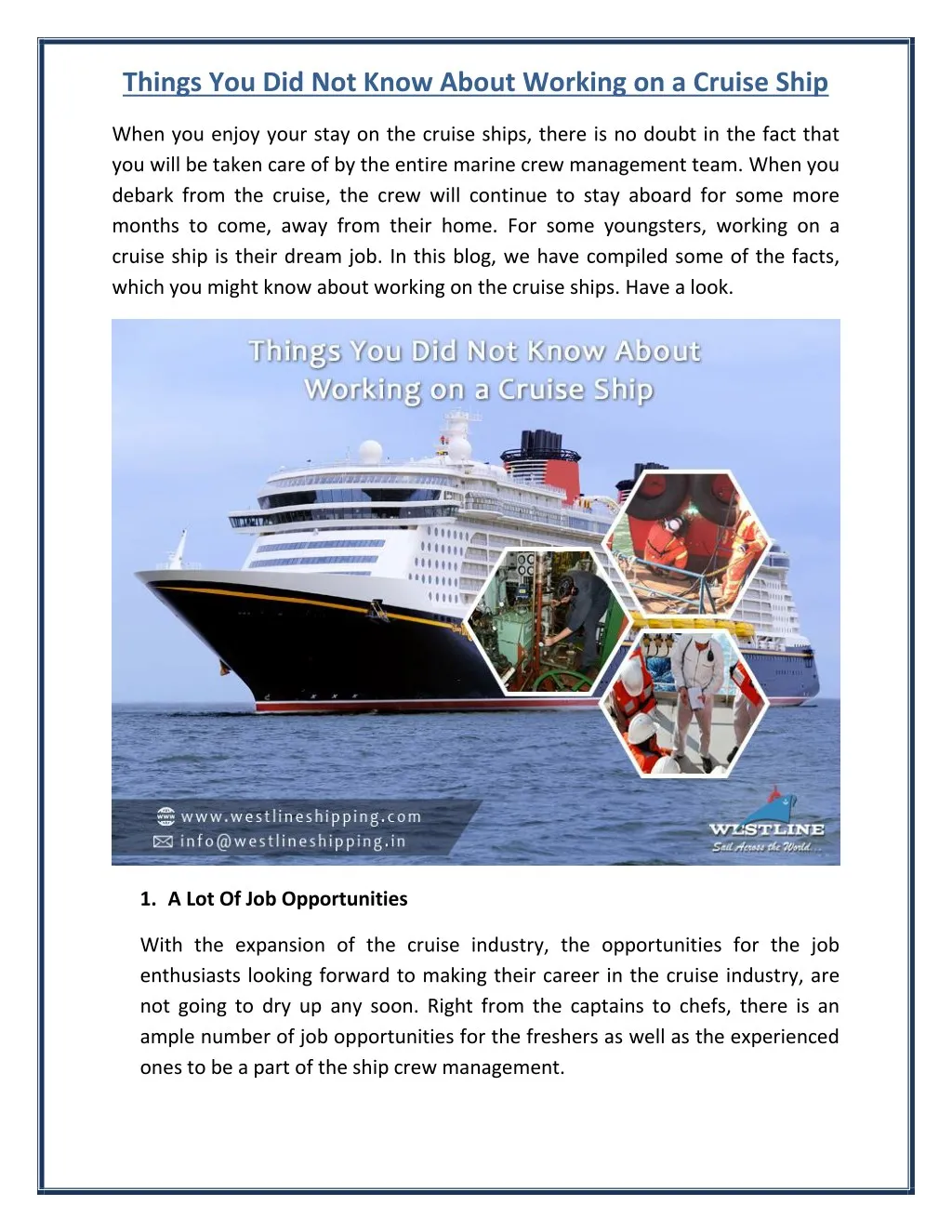 things you did not know about working on a cruise