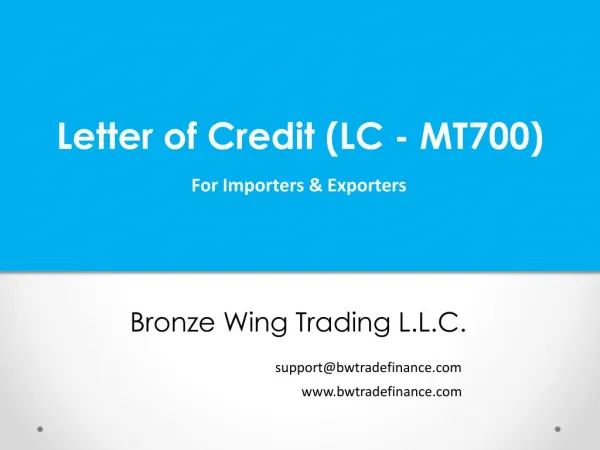 Letter of Credit - LC - MT700 Presentation (PPT)