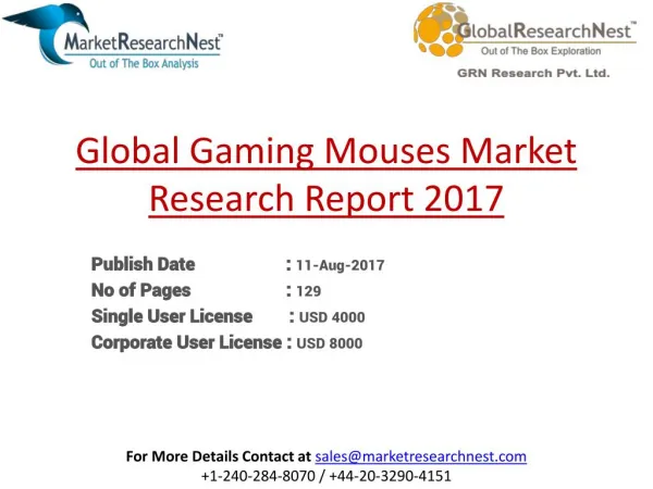 Global Gaming Mouses Market Research Report 2017