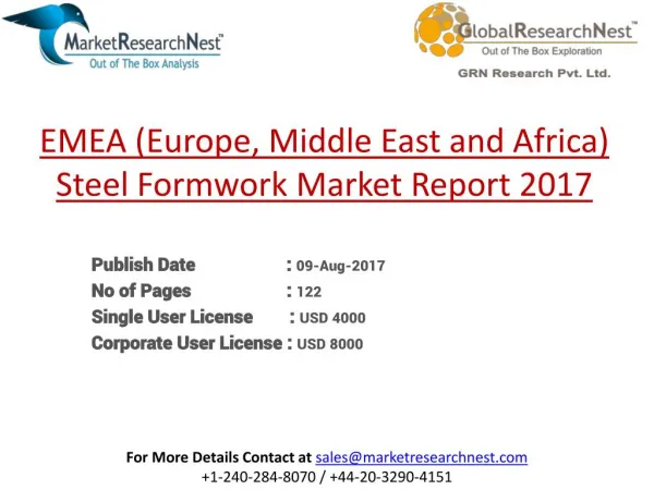 EMEA (Europe, Middle East and Africa) Steel Formwork Market Major Players Product Revenue 2017
