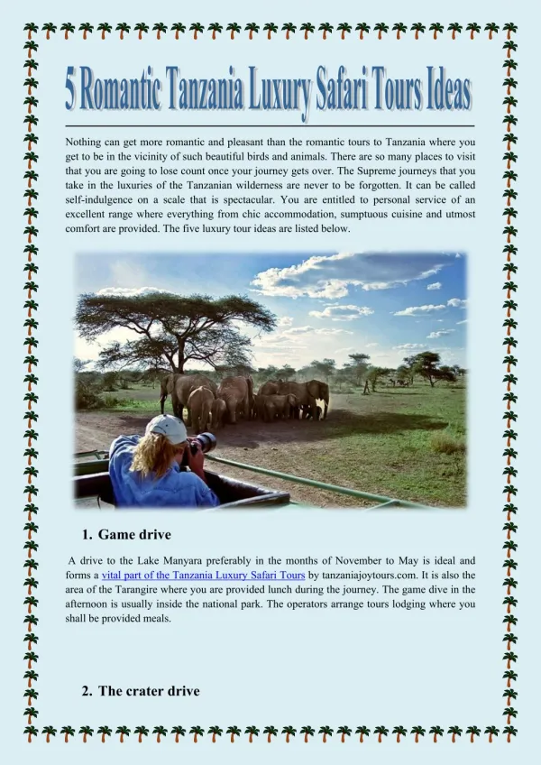 5 Romantic Tanzania Luxury Safari Tours Ideas