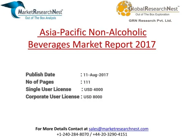 Asia-Pacific Non-Alcoholic Beverages Market Research Report 2017 to 2022