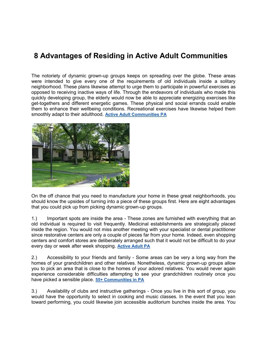 8 advantages of residing in active adult