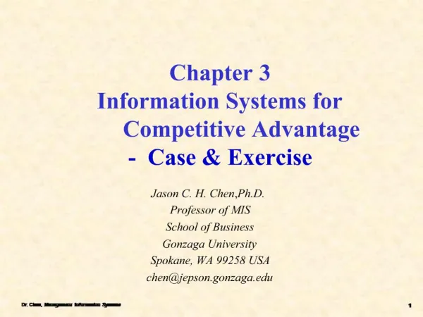 Chapter 3 Information Systems for Competitive Advantage - Case Exercise