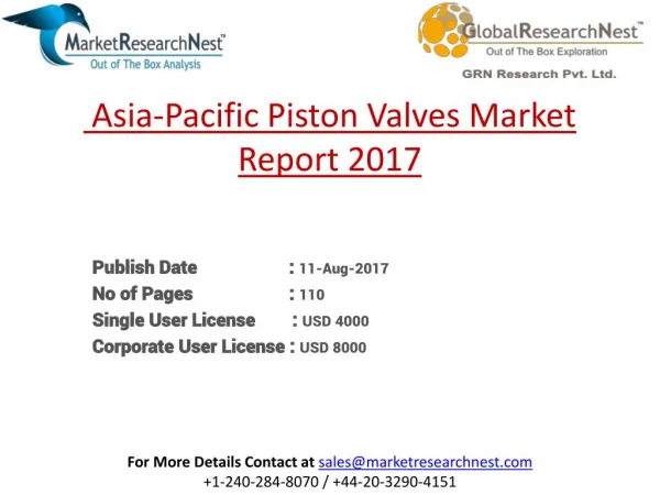 Asia-Pacific Piston Valves Market Major Players Product Revenue 2017