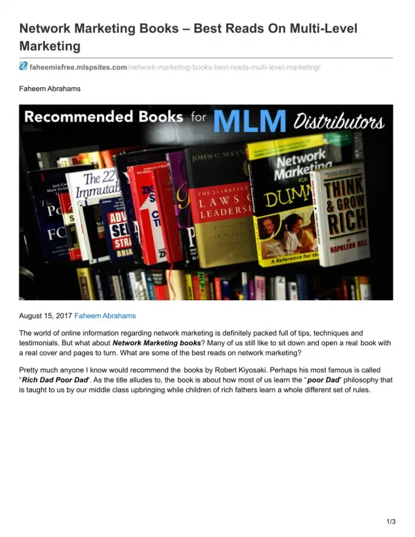 Network Marketing Books – Best Reads On Multi-Level Marketing