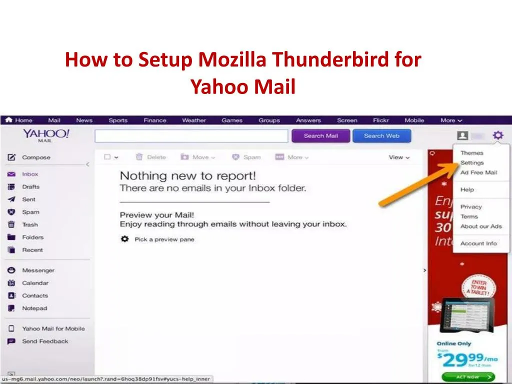 how to setup mozilla thunderbird for yahoo mail