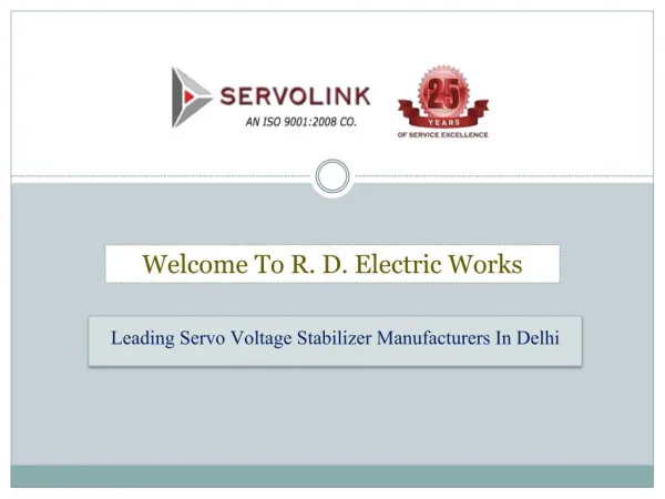 Buy Servo Voltage Stabilizers In Delhi From R. D. Electric Works