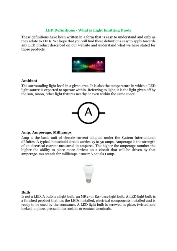 LED Definitions - What is Light Emitting Diode