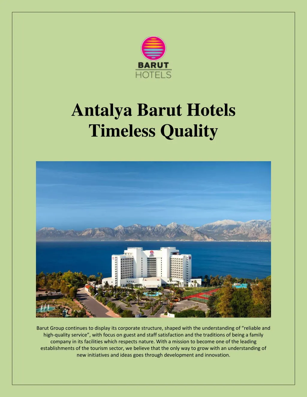 antalya barut hotels timeless quality