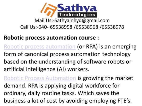 RPA Training In Hyderabad