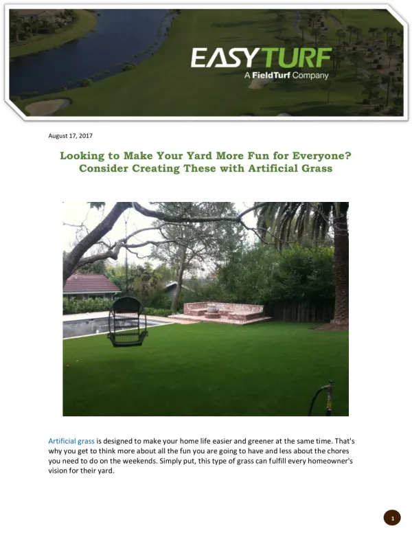 Looking to Make Your Yard More Fun for Everyone? Consider Creating These with Artificial Grass