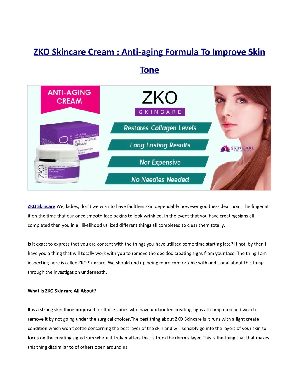 zko skincare cream anti aging formula to improve