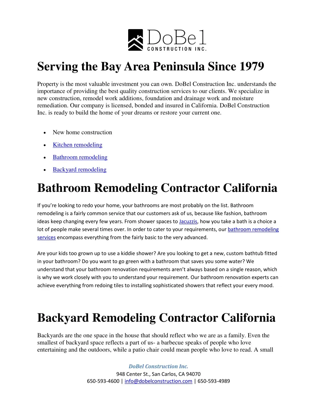 serving the bay area peninsula since 1979